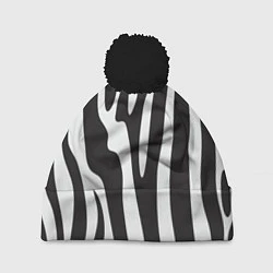 Шапка с помпоном Шкура зебры, цвет: 3D-черный
