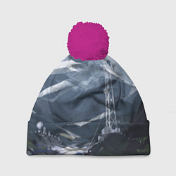 Шапка с помпоном Горы Алтая, цвет: 3D-малиновый