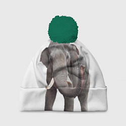 Шапка с помпоном Большой слон, цвет: 3D-зеленый