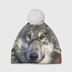 Шапка с помпоном Улыбка волка, цвет: 3D-белый