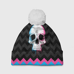 Шапка с помпоном Colored Skull, цвет: 3D-белый