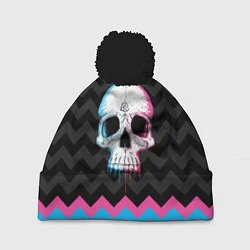 Шапка с помпоном Colored Skull, цвет: 3D-черный