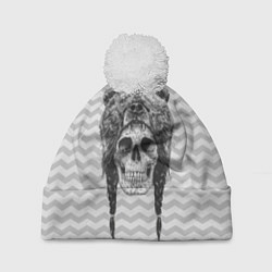Шапка с помпоном Мертвый шаман, цвет: 3D-белый