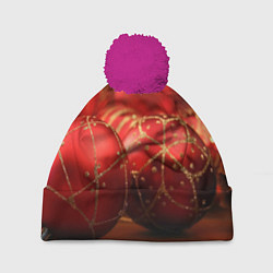 Шапка с помпоном Красные украшения, цвет: 3D-малиновый