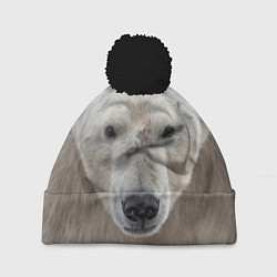 Шапка с помпоном Белый медведь, цвет: 3D-черный