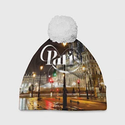 Шапка с помпоном Night Paris, цвет: 3D-белый