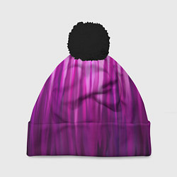 Шапка с помпоном Фиолетово-черные краски, цвет: 3D-черный