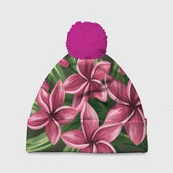 Шапка с помпоном Райский сад, цвет: 3D-малиновый