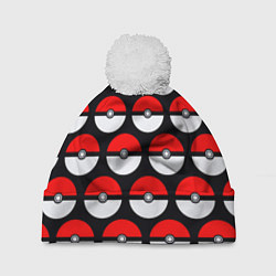 Шапка с помпоном Pokeball Pattern, цвет: 3D-белый