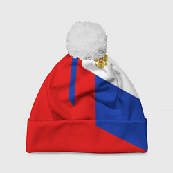 Шапка с помпоном Russia: Geometry Tricolor, цвет: 3D-белый