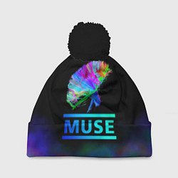 Шапка с помпоном Muse: Neon Flower, цвет: 3D-черный