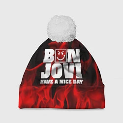 Шапка с помпоном Bon Jovi: Have a nice day, цвет: 3D-белый