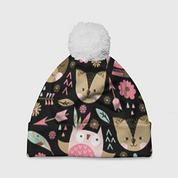 Шапка c помпоном Лесные друзья