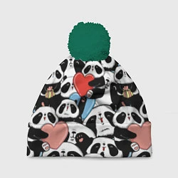 Шапка с помпоном Милые панды, цвет: 3D-зеленый