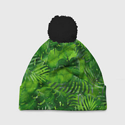 Шапка с помпоном Тропический лес, цвет: 3D-черный