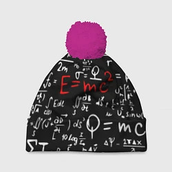 Шапка с помпоном E=mc2: Black Style, цвет: 3D-малиновый