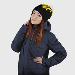 Шапка с помпоном Желтые Листья - Минимализм, цвет: 3D-белый — фото 2