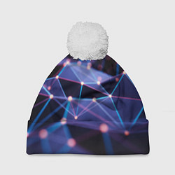 Шапка c помпоном Абстрактные линии и свечение
