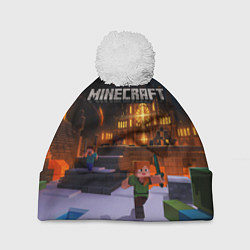Шапка с помпоном MINECRAFT, цвет: 3D-белый