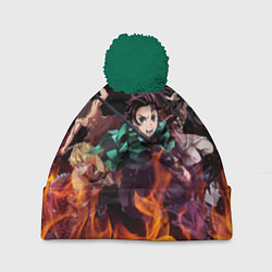 Шапка с помпоном KIMETSU NO YAIBA, цвет: 3D-зеленый