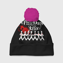 Шапка с помпоном Three days grace, цвет: 3D-малиновый