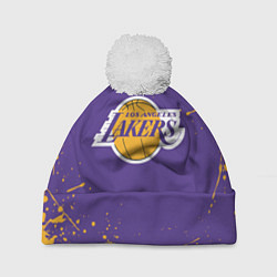 Шапка с помпоном LA LAKERS, цвет: 3D-белый