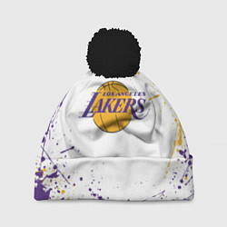 Шапка с помпоном LA LAKERS, цвет: 3D-черный