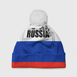 Шапка с помпоном Russia, цвет: 3D-белый