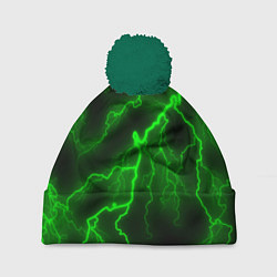 Шапка с помпоном МОЛНИЯ GREEN NEON, цвет: 3D-зеленый