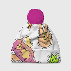 Шапка с помпоном Emoji, цвет: 3D-малиновый