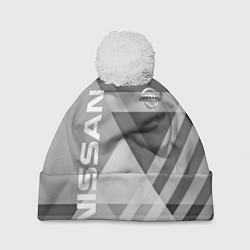 Шапка с помпоном NISSAN, цвет: 3D-белый