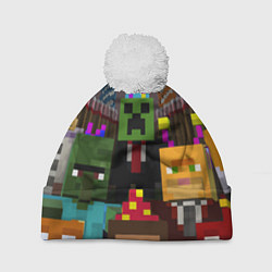 Шапка с помпоном Minecraft - characters - video game, цвет: 3D-белый