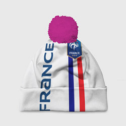 Шапка с помпоном СБОРНАЯ ФРАНЦИЯ, цвет: 3D-малиновый