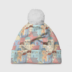 Шапка с помпоном Город, цвет: 3D-белый