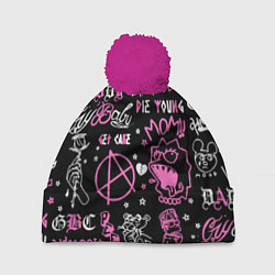 Шапка с помпоном LIL PEEP, цвет: 3D-малиновый
