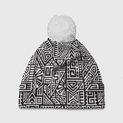 Шапка с помпоном Геометрия, цвет: 3D-белый