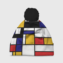 Шапка с помпоном Color blocking, цвет: 3D-черный