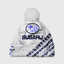 Шапка с помпоном SUBARU, цвет: 3D-белый