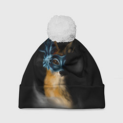 Шапка с помпоном Лиса в маске, цвет: 3D-белый