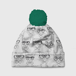 Шапка с помпоном Кошки в очках, цвет: 3D-зеленый
