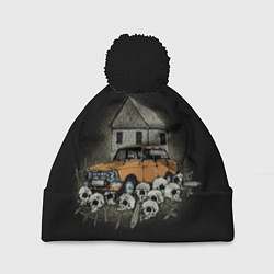 Шапка с помпоном Истребитель дачников, цвет: 3D-черный