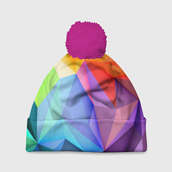 Шапка с помпоном Радужная геометрия, цвет: 3D-малиновый