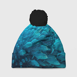 Шапка с помпоном Морской мир, цвет: 3D-черный