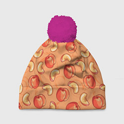 Шапка с помпоном Яблоки, цвет: 3D-малиновый