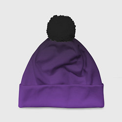Шапка с помпоном Ночной градиент Фиолетовый, цвет: 3D-черный
