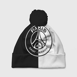 Шапка с помпоном ФК ПСЖ PSG BLACK & WHITE, цвет: 3D-черный