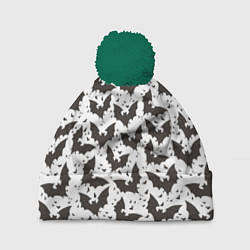 Шапка с помпоном Летучие мыши, цвет: 3D-зеленый