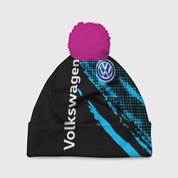 Шапка с помпоном Volkswagen Фольксваген, цвет: 3D-малиновый