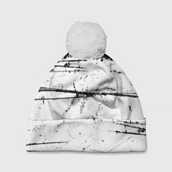 Шапка с помпоном ИСПАЧКАННЫЙ КРАСКОЙ, цвет: 3D-белый
