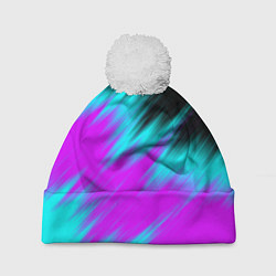 Шапка c помпоном НЕОНОВЫЕ ПОЛОСЫ И НИЧЕГО ЛИШНЕГО NEON STRIPES